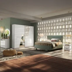 Armadio 275x240h cm 2 ante scorrevoli con specchio bianco lucido Gassy