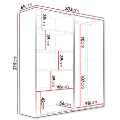 Armadio 203x215h cm 2 ante scorrevoli bianco Duppy