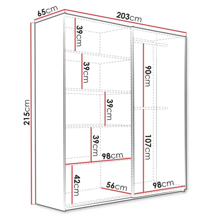 Armadio 203x215h cm 2 ante scorrevoli bianco Duppy
