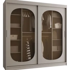 Armadio 200x200h cm 2 ante scorrevoli vetrate beige cashmere Elmor
