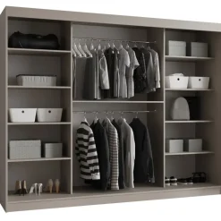 Armadio 250x200h cm 3 ante scorrevoli vetrate beige cashmere Elmor
