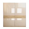 Armadio 200x215h cm 2 ante scorrevoli beige cashmere lucido rovere Elara