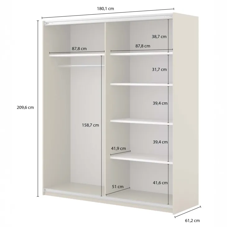 Armadio 180x210h cm 2 ante scorrevoli beige Sansha