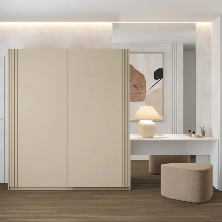 Armadio 180x210h cm 2 ante scorrevoli beige Sansha