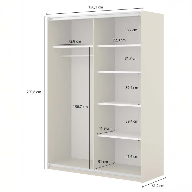 Armadio 150x210h cm 2 ante scorrevoli noce Sansha
