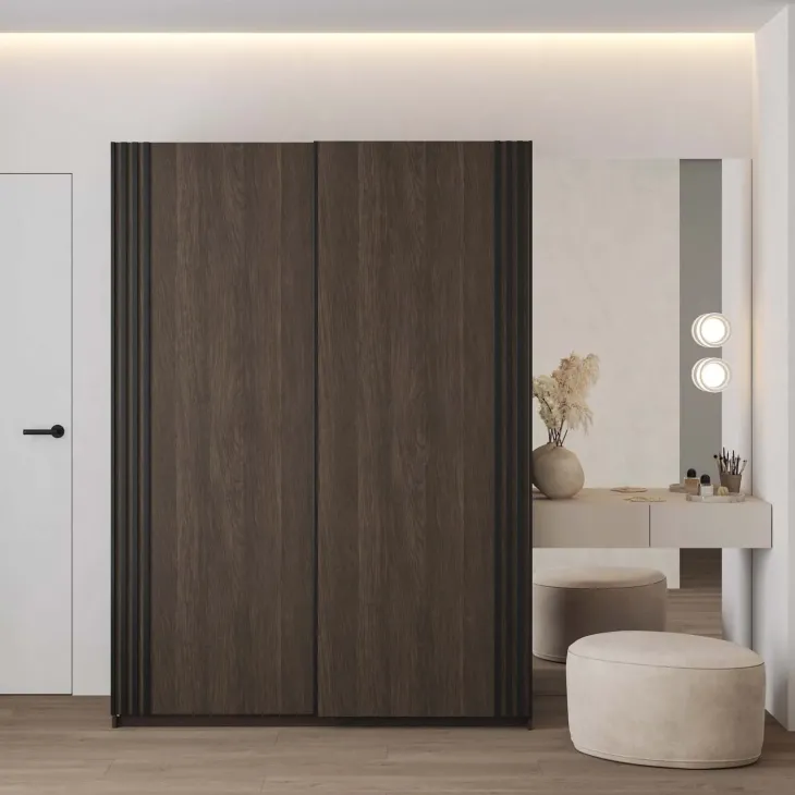 Armadio 150x210h cm 2 ante scorrevoli noce Sansha