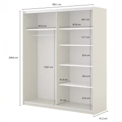 Armadio 180x210h cm 2 ante scorrevoli noce Sansha