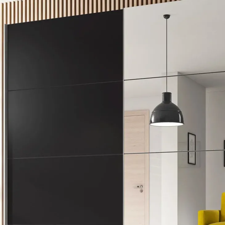 Armadio 221x210h cm 2 ante scorrevoli nero opaco Pascal Gihome®
