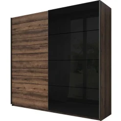 Armadio 220x210h cm 2 ante scorrevoli rovere nero lucido Cortina Gihome®