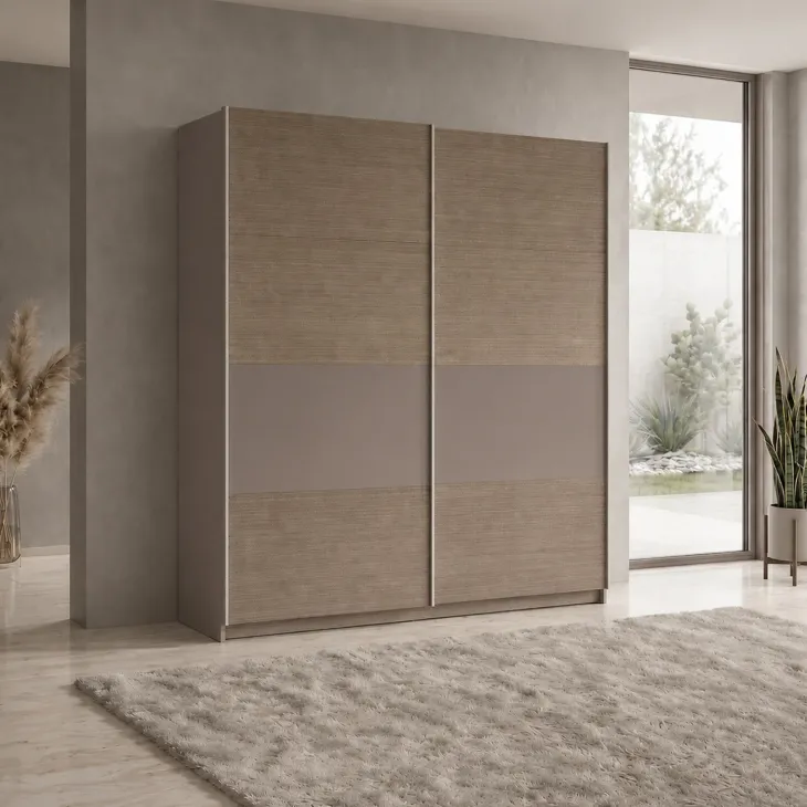 Armadio 200x218h cm 2 ante scorrevoli rovere scuro marrone Rebecca
