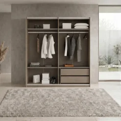 Armadio 200x218h cm 2 ante scorrevoli rovere scuro marrone Rebecca