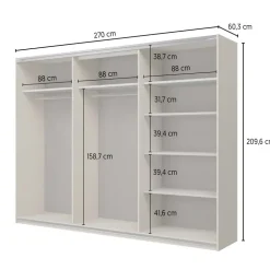 Armadio 270x210h cm 3 ante scorrevoli beige cashmere Procida