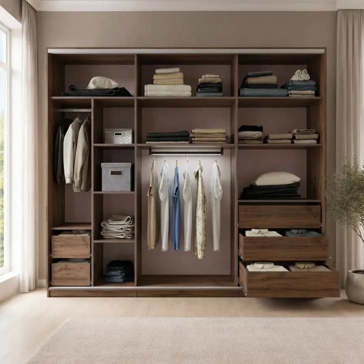 Armadio 270x215h cm 3 ante scorrevoli noce marrone Dusk