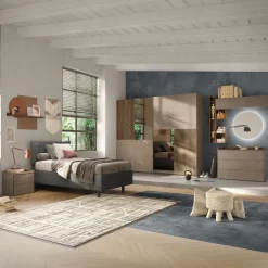 Armadio 275x240h cm 2 ante scorrevoli con specchio marrone bronzo rovere scuro Varry