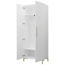 Armadio 74x196h cm 2 ante soggiorno moderno bianco oro Nuvia