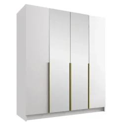 Armadio 200x215h cm 4 ante 2 specchi moderno bianco oro Glammy 4