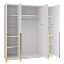 Armadio 200x215h cm 4 ante 2 specchi moderno bianco oro Glammy 4