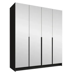 Armadio 200x215h cm 4 ante 4 specchi moderno nero Glammy 4