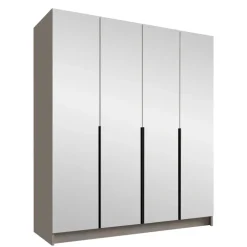 Armadio 200x215h cm 4 ante 4 specchi moderno beige nero Glammy 4