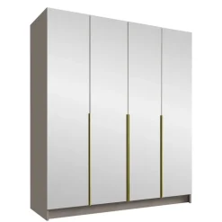 Armadio 200x215h cm 4 ante 4 specchi moderno beige oro Glammy 4