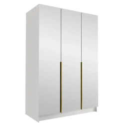 Armadio 150x215h cm 3 ante 3 specchi moderno bianco oro Glammy 3