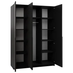Armadio 150x215h cm 3 ante 3 specchi moderno nero Glammy 3