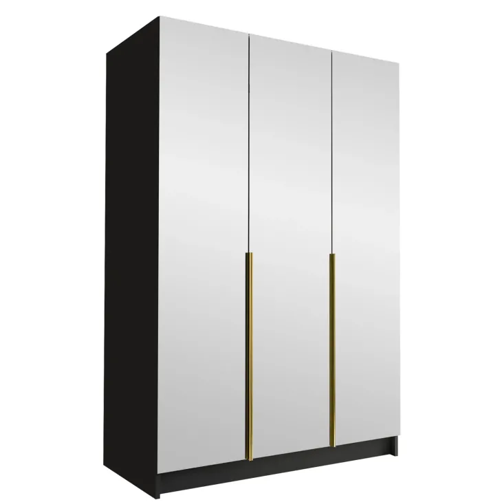 Armadio 150x215h cm 3 ante 3 specchi moderno nero oro Glammy 3