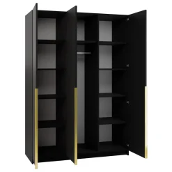 Armadio 150x215h cm 3 ante 3 specchi moderno nero oro Glammy 3