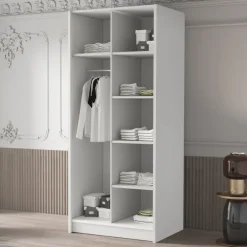 Armadio 100x215h cm 2 ante 2 specchi moderno bianco nero Glammy 2