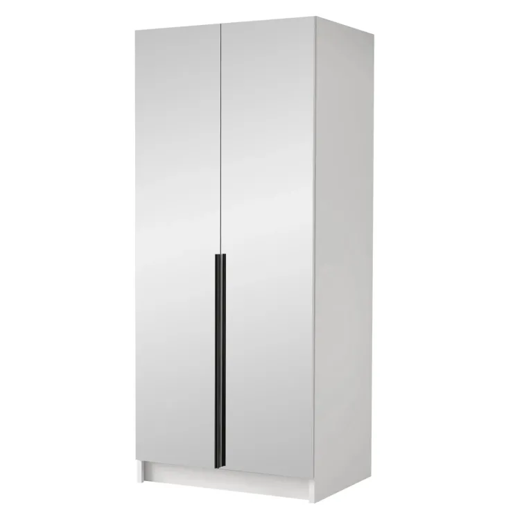 Armadio 100x215h cm 2 ante 2 specchi moderno bianco nero Glammy 2