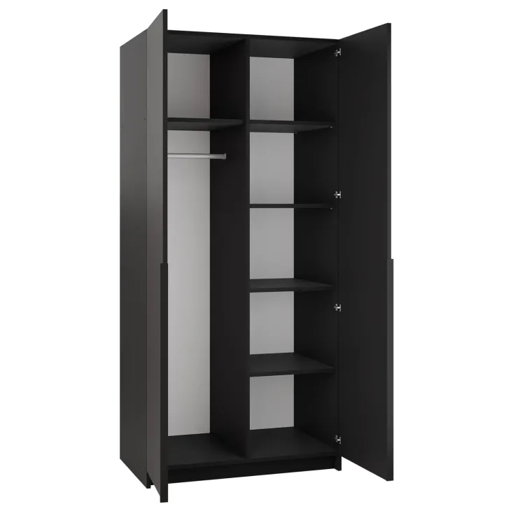 Armadio 100x215h cm 2 ante 2 specchi moderno nero Glammy 2
