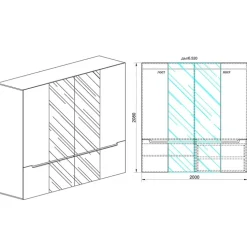 Armadio 200x209h cm 4 ante specchio bianco lucido Twilight
