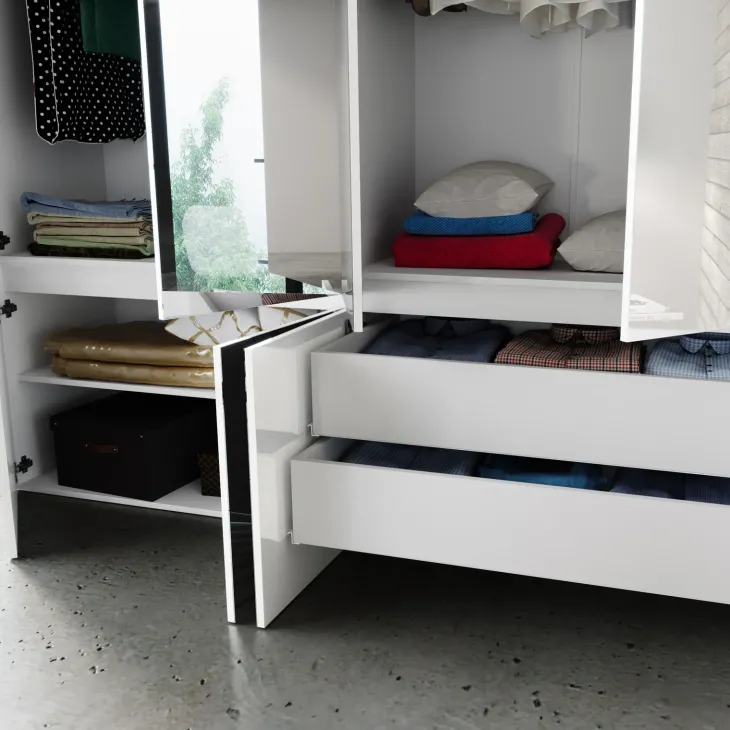 Armadio 200x209h cm 4 ante specchio bianco lucido Twilight