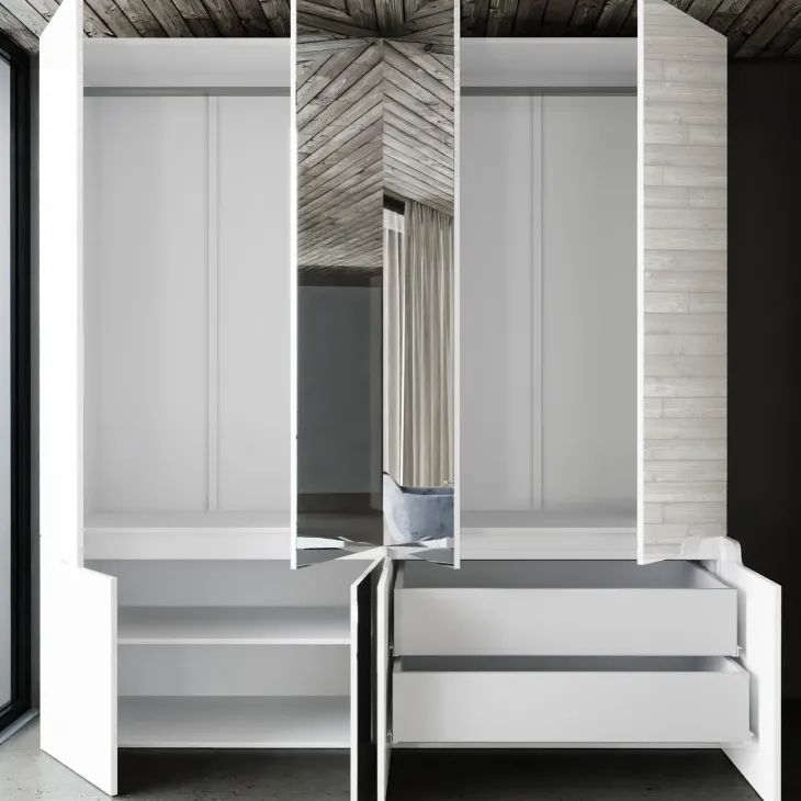Armadio 200x209h cm 4 ante specchio bianco lucido Twilight