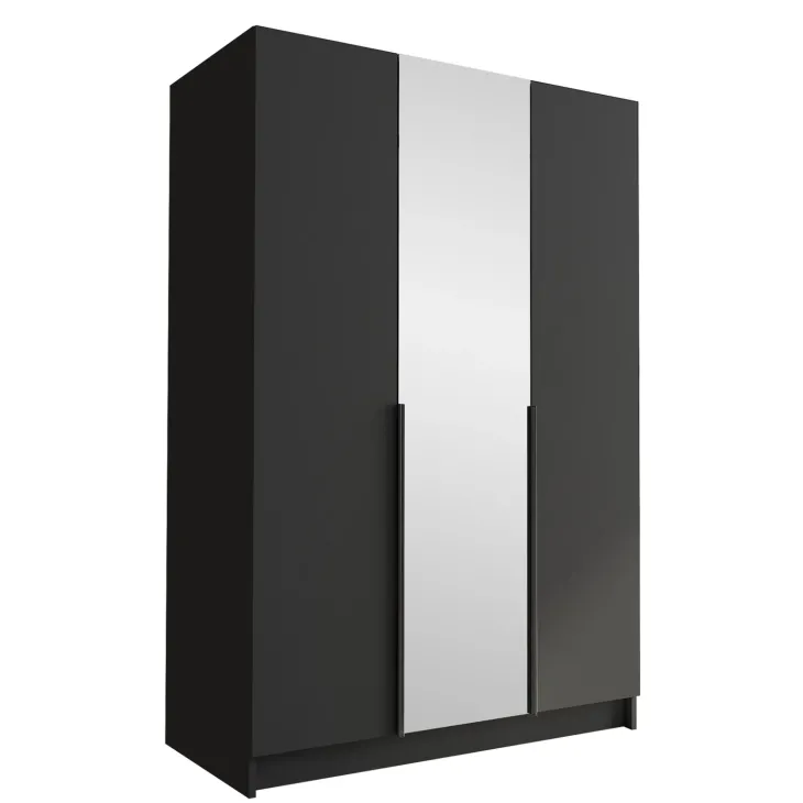 Armadio 150x215h cm 3 ante 1 specchio moderno nero Glammy 3