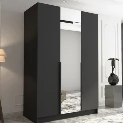 Armadio 150x215h cm 3 ante 1 specchio moderno nero Glammy 3
