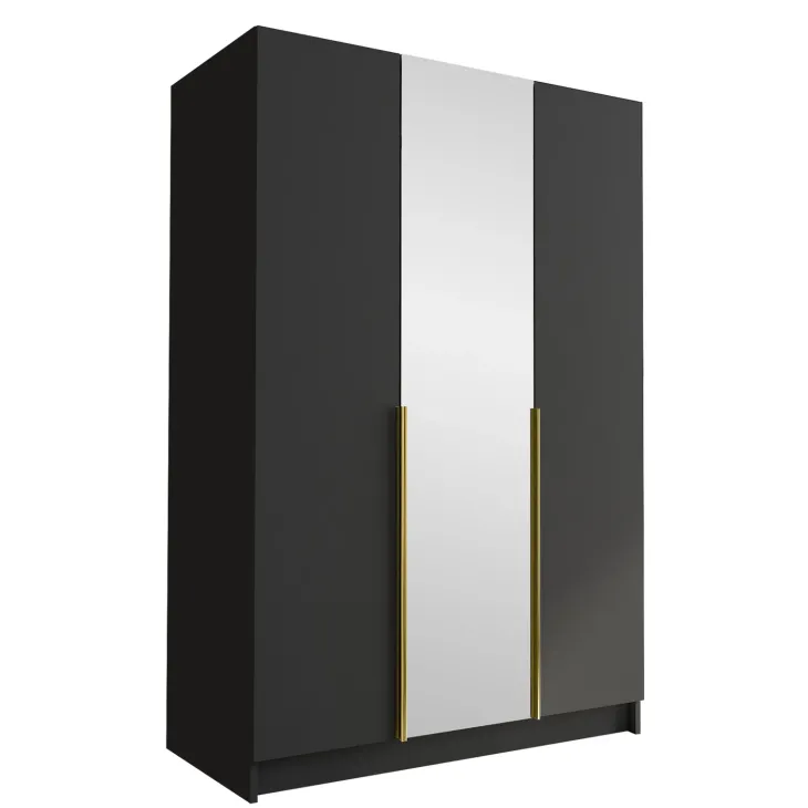 Armadio 150x215h cm 3 ante 1 specchio moderno nero oro Glammy 3