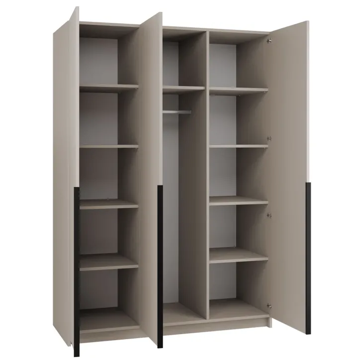 Armadio 150x215h cm 3 ante 1 specchio moderno beige nero Glammy 3