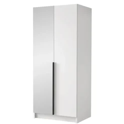 Armadio 100x215h cm 2 ante 1 specchio moderno bianco nero Glammy 2