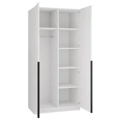 Armadio 100x215h cm 2 ante 1 specchio moderno bianco nero Glammy 2