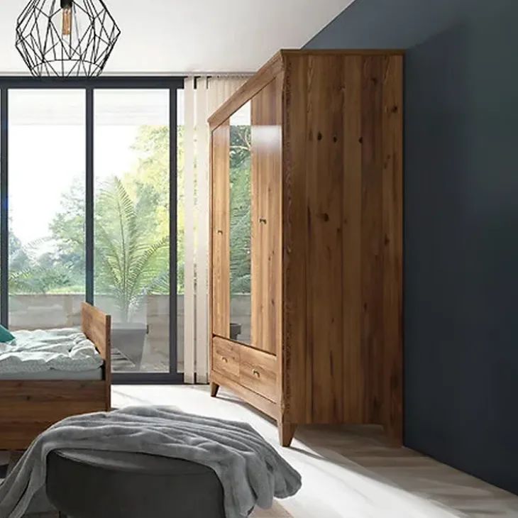 Armadio 144x202h cm 3 ante specchio rovere scuro Lucca