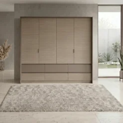Armadio 240x220h cm 6 cassetti 2 ante a libro rovere scuro marrone Rebecca