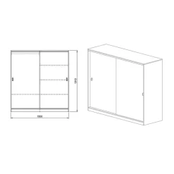 Armadio 180x191h cm due ante scorrevoli moderno noce Morante