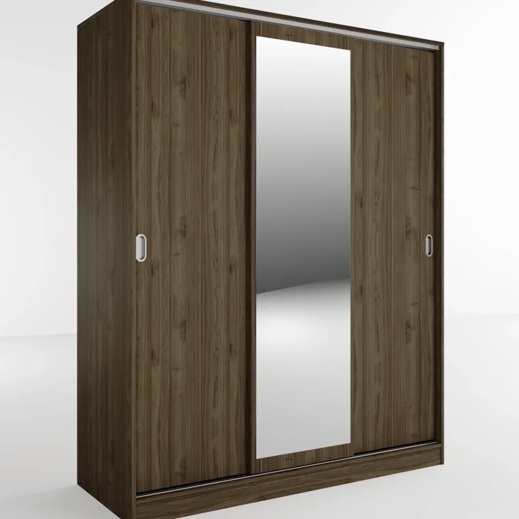 Armadio 150x191h cm scorrevole con specchio noce Collodi