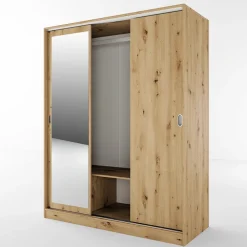 Armadio 150x191h cm scorrevole con specchio rovere rustico Collodi
