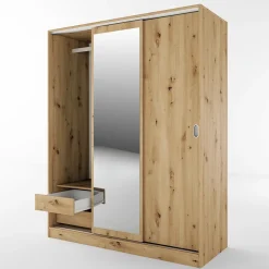 Armadio 150x191h cm scorrevole con specchio rovere rustico Collodi