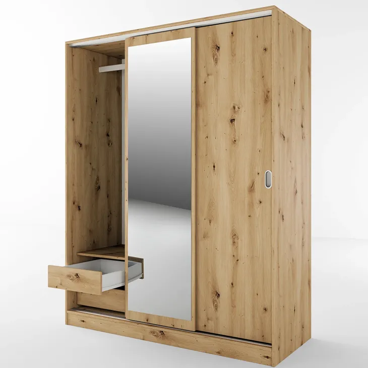 Armadio 150x191h cm scorrevole con specchio rovere rustico Collodi