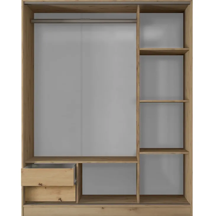 Armadio 150x191h cm scorrevole con specchio rovere rustico Collodi