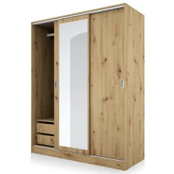 Armadio 150x191h cm scorrevole con specchio rovere rustico Collodi