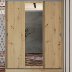 Armadio 150x191h cm scorrevole con specchio rovere rustico Collodi